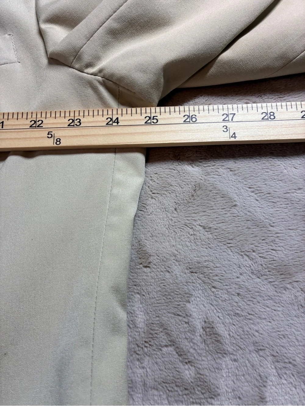Vintage LL Bean Mens Sport Coat Blazer 48L Khaki Combed Cotton Made In USA Flaws